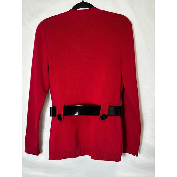 Jones New York Signature Women's Front Button Red Cardigan Size M Belted - Picture 5 of 6